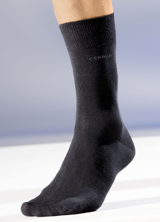 Kousen - Zespak sokken met een dubbele comfortabele tailleband Kousen - Zespak sokken met een dubbele comfortabele tailleband, in Größe 001 (schoenmaat 39-42) bis 002 (schoenmaat 43-46), in Farbe 3X ZWART, 3X ANTRACIET SMELTER