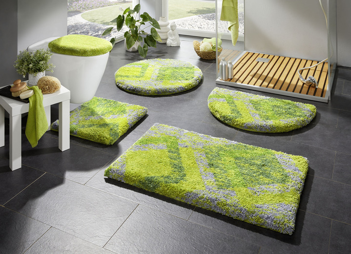 Badmatten - Zachte badkamerset, van het merk Grund, in Größe 100 (Matje, halfrond 50/80 cm) bis 112 (Toiletdekselafdekking 47/50 cm), in Farbe GRÜN-GRAU Ansicht 1