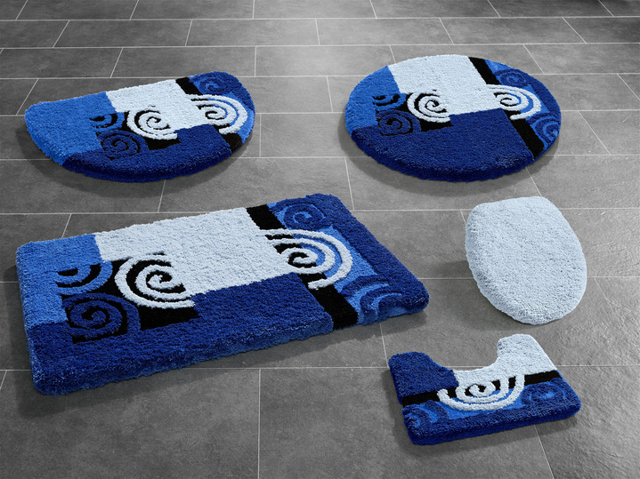 Badmatten - Fluffy badkamerset in zachte microvezelkwaliteit, in Größe 100 (Matje, halfrond 50/80 cm) bis 112 (Toiletdekselafdekking 47/50 cm), in Farbe BLAU Ansicht 1