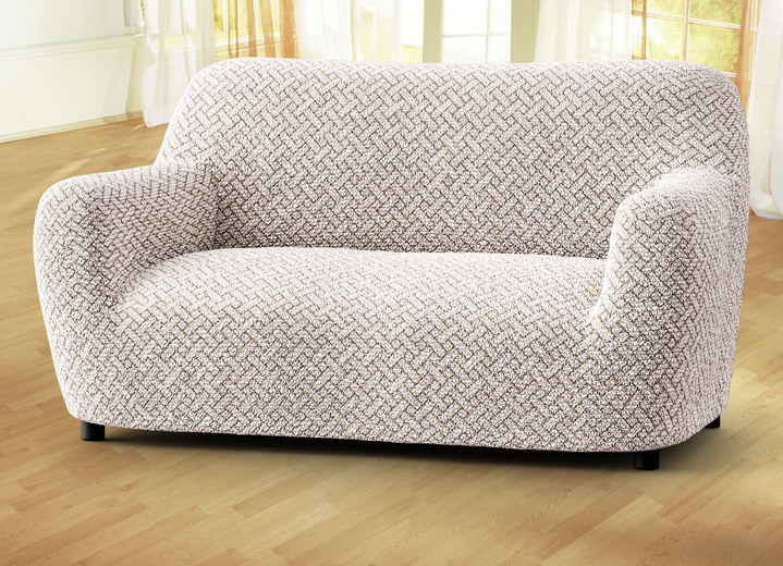 Grand foulards - Perfect passende stretchhoezen in microvezelkwaliteit, in Größe 101 (Stoelhoes) bis 105 (Fauteuilhoes), in Farbe BEIGE Ansicht 1