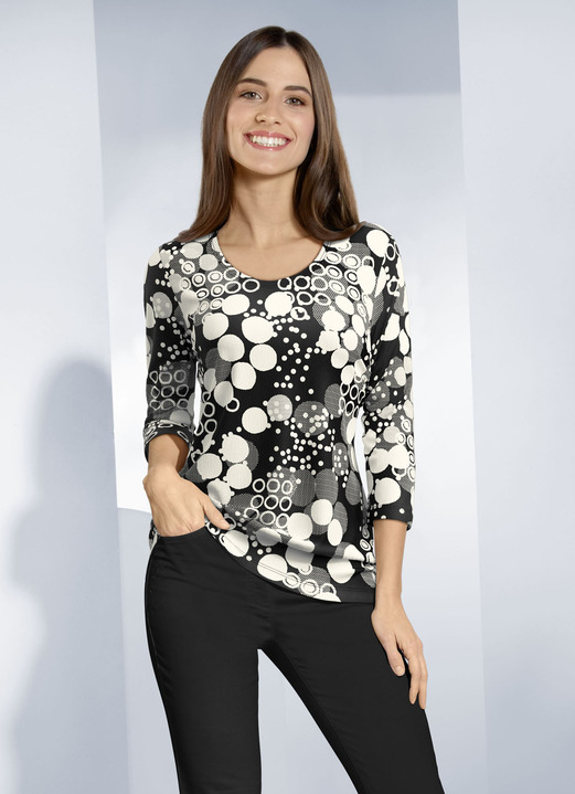 3/4-mouw - Shirt, in Größe 036 bis 052, in Farbe ZWARTE ECRU