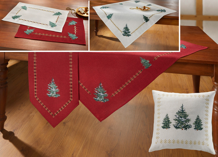 Woonaccessoires - Tafelkleed, in Größe 135 (2 placemats, 30/45 cm) bis 404 (Kussensloop, 40/40 cm), in Farbe ROT Ansicht 1