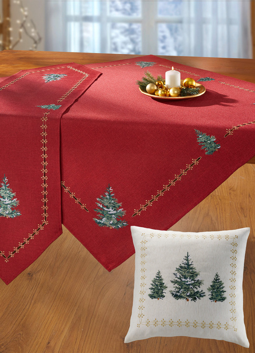 Woonaccessoires - Tafel- en kamerdecoratie met glittergaren, in Größe 135 (2 placemats, 30/45 cm) bis 404 (Kussensloop, 40/40 cm), in Farbe ROT Ansicht 1