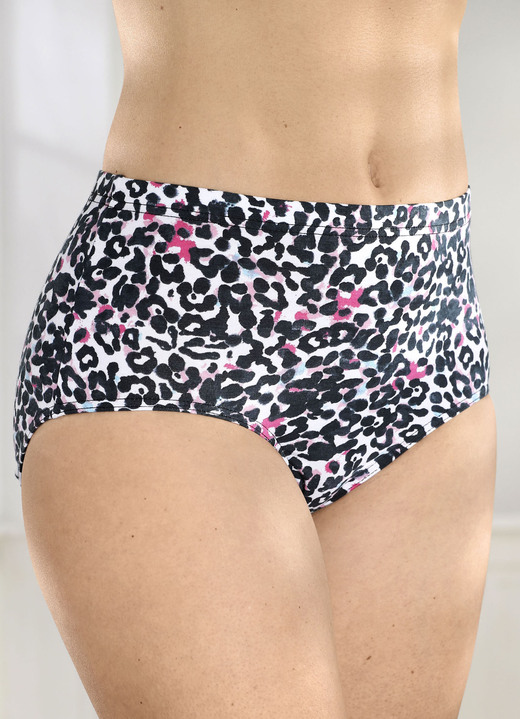 Slip - Vier-pack onderbroek met print, in Größe 038 bis 056, in Farbe ZWART-WIT-MEERKLEURIG Ansicht 1