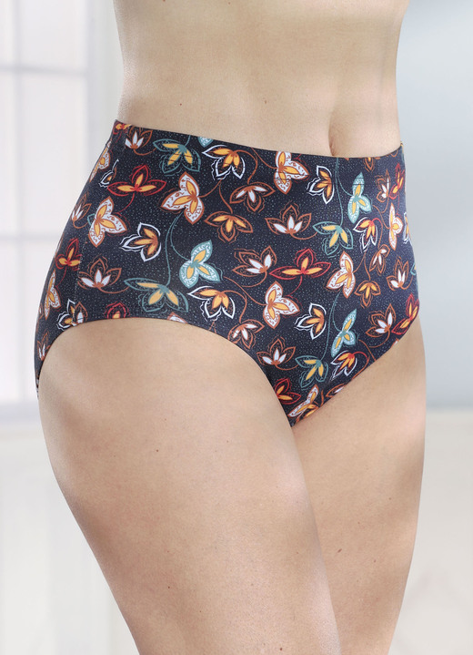 Slip - verpakking van vier slips met digitale print, in Größe 038 bis 056, in Farbe MARINE-BUNT Ansicht 1