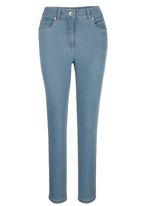 Broek met knoop- en ritssluiting - Jeans met 5 zakken, in Größe 020 bis 050, in Farbe HELLBLAU Ansicht 1