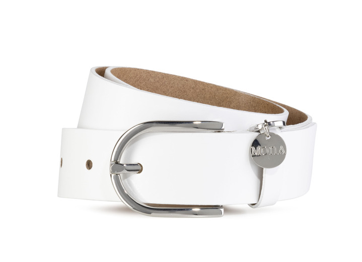 Riemen - Leren riem, in Größe 075 bis 115, in Farbe WIT Ansicht 1