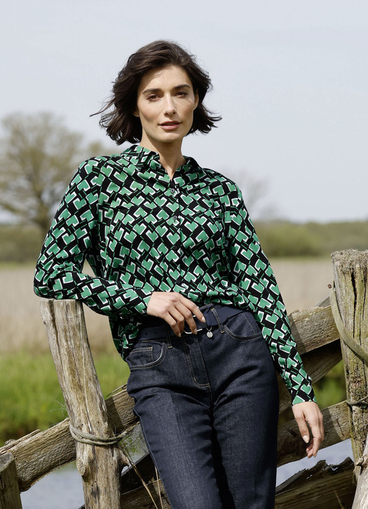 - Overhemdblouse, in Größe 038 bis 052, in Farbe MARINEGROEN Ansicht 1