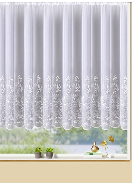 Klassiek - Hoogwaardig bloemengordijn, bloemengordijn, in Größe 140 (125 x 300 cm) bis 181 (175 x 600 cm), in Farbe WEISS Ansicht 1