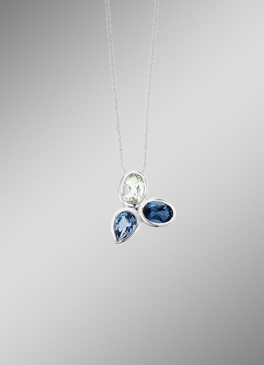 Kettinghanger - Tijdloze elegantie hanger met blauwe topazen en echte groene amethist, in Farbe NEE Ansicht 1