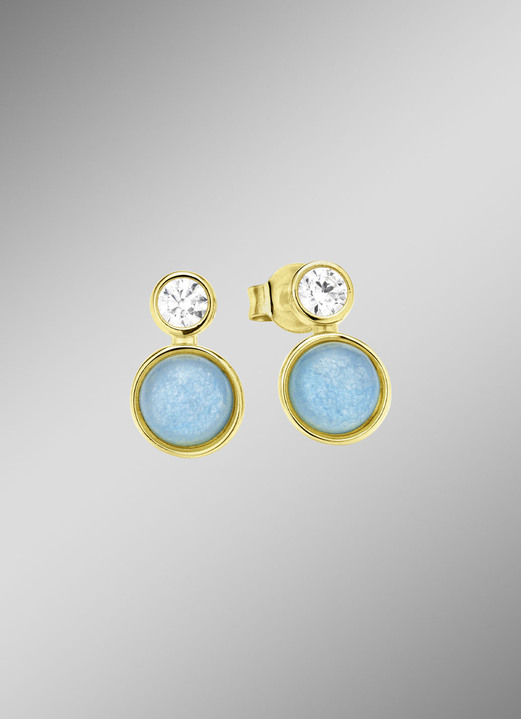 Oorsieraad - Hemelse elegantie: oorknopjes met echte blauwe chalcedoon, in Farbe  Ansicht 1