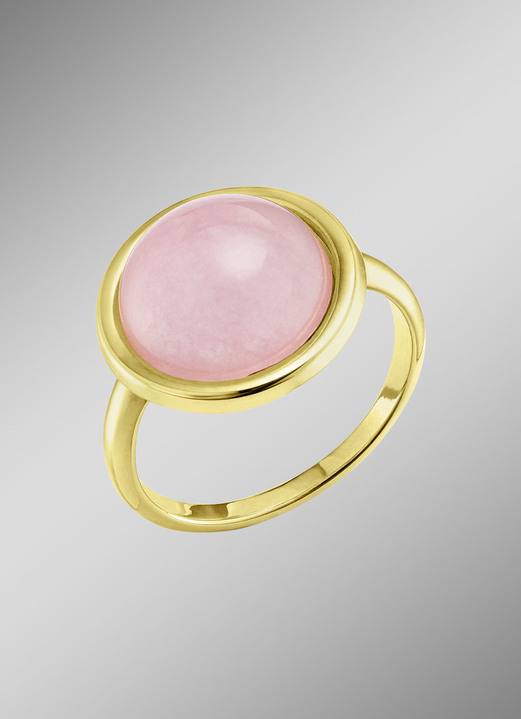 Ringen - Elegante damesring met echte roze chalcedoon, in Größe 170 bis 200, in Farbe  Ansicht 1
