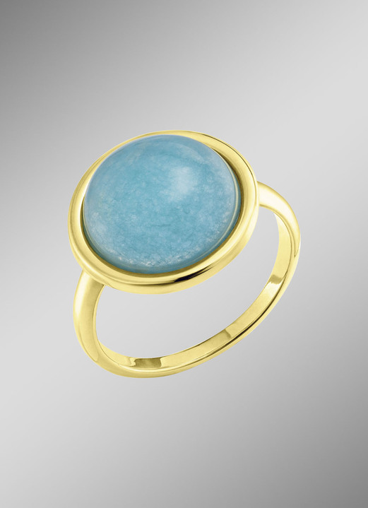 Ringen - Elegante damesring met echte blauwe chalcedoon, in Größe 170 bis 200, in Farbe  Ansicht 1