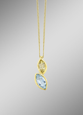 Luxueuze helderheid: hanger met blauwe topaas en citroenkwarts