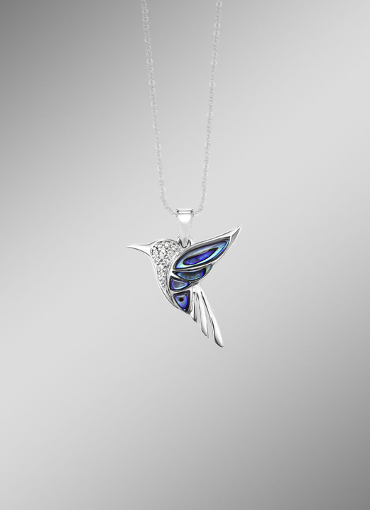 Kettinghanger - Betoverende kolibrie hanger met zirkonia en abalone parelmoer, in Farbe  Ansicht 1