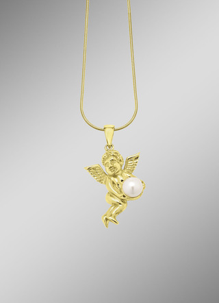 Hemelse elegantie: engelenhanger met zoetwaterkweekparel