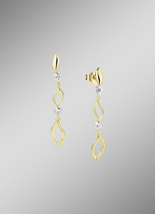 Oorsieraad - Delicate elegantie in tweekleurig: oorbellen met synthetische zirkonia, in Farbe  Ansicht 1