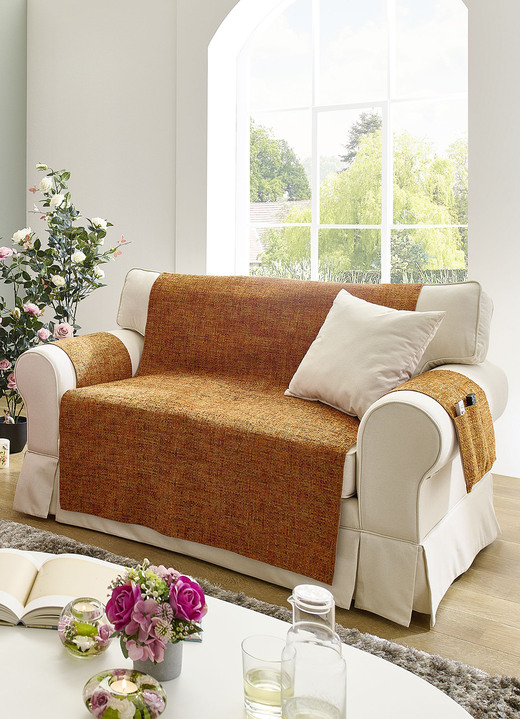 Grand foulards - Fauteuil-, bank- en armleuningbeschermers, in Größe 101 (fauteuilbeschermer, 50 x 140 cm) bis 865 (armsteunbeschermers, set van 2, 38x55 cm), in Farbe TERRA Ansicht 1