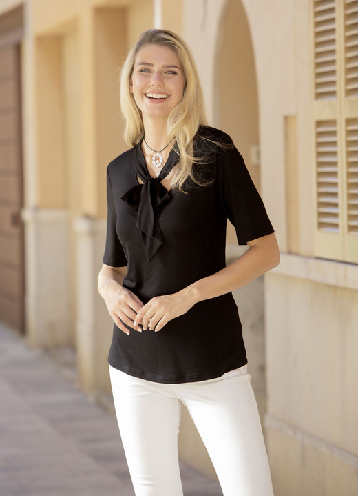 Basics - Combinatie sterke shirt-tuniek, in Größe 036 bis 052, in Farbe SCHWARZ