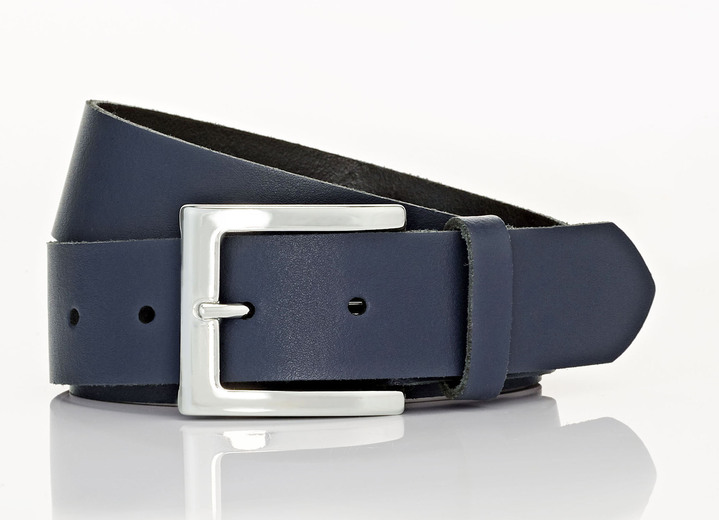 Riemen - Trendy leren damesriem, 3,5 cm breed, in Größe 100 bis 120, in Farbe MARINE Ansicht 1