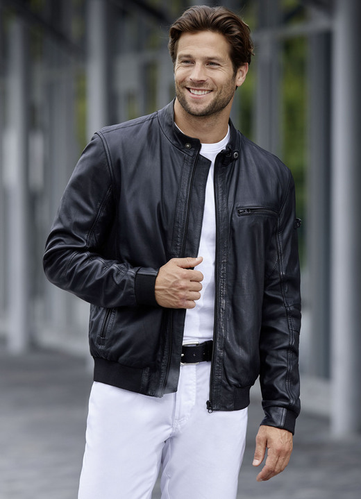 Leren blousons - Leren blouson van “Cabrini” Leren blousons - Leren blouson van “Cabrini”, in Größe 046 bis 060, in Farbe SCHWARZ