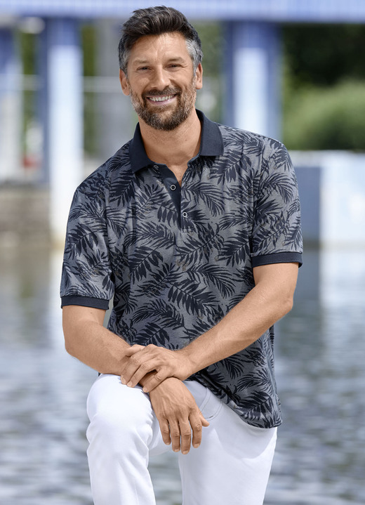 Shirts - Poloshirt met knoopsluiting, in Größe 046 bis 062, in Farbe MARINE