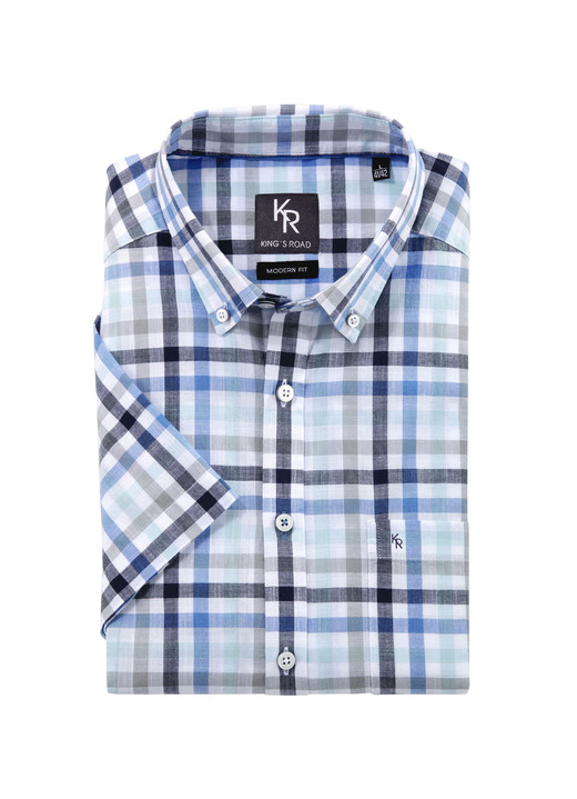 Businesshemden - Shirt, in Größe (M 39/40) bis XXL (45/46), in Farbe MARINE-BLAU KARIERT Ansicht 1