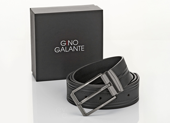 Herenmode - GINO GALANTE herenriem inclusief doosje, om in te korten, 4 cm breed, in Farbe SCHWARZ Ansicht 1