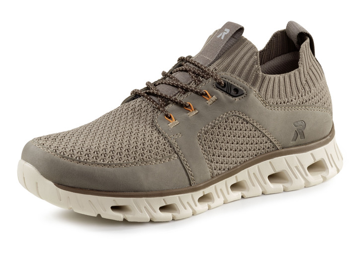 Instappers & veterschoenen - Rieker sneakers met elastische decoratieve vetersluiting Instappers & veterschoenen - Rieker sneakers met elastische decoratieve vetersluiting, in Größe 040 bis 047, in Farbe TAUPE