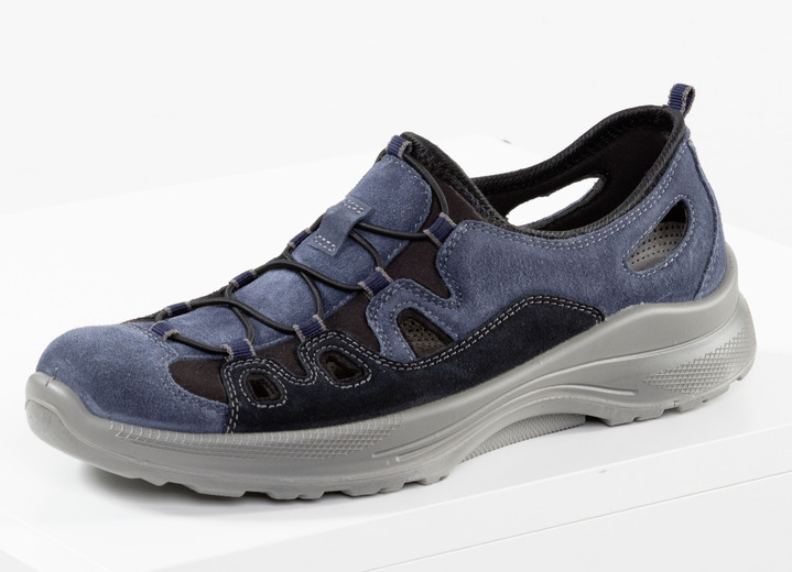 Instappers & veterschoenen - GINO GALANTE pantoffels met elastische decoratieve vetersluiting, in Größe 040 bis 047, in Farbe BLAUW Ansicht 1