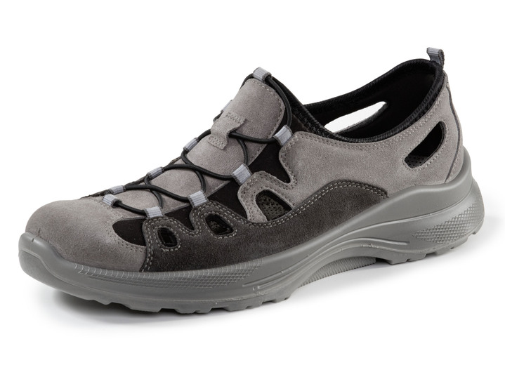 Instappers & veterschoenen - GINO GALANTE pantoffels met elastische decoratieve vetersluiting Instappers & veterschoenen - GINO GALANTE pantoffels met elastische decoratieve vetersluiting, in Größe 040 bis 047, in Farbe TAUPE STEEN