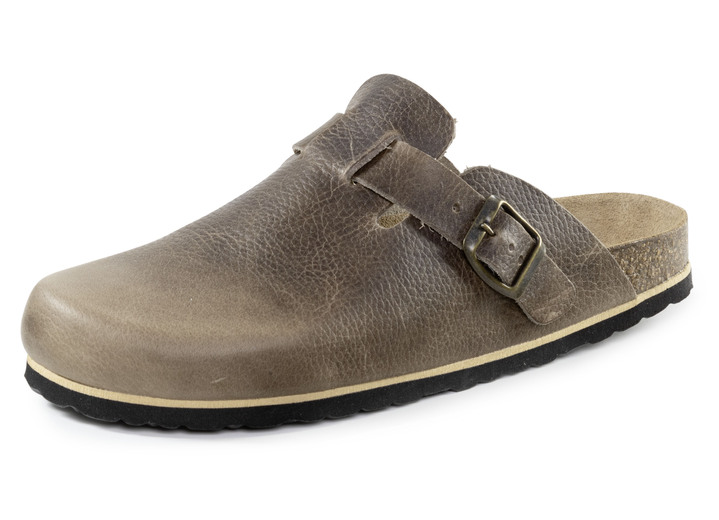 Sandalen & slippers - GINO GALANTE Clog aus schattiertem, genarbtem Rindleder Sandalen & slippers - GINO GALANTE Clog aus schattiertem, genarbtem Rindleder, in Größe 040 bis 047, in Farbe TABAK BRUIN