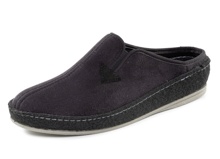 Huisschoenen - Pantoffel met elastiek aan de zijkant Huisschoenen - Pantoffel met elastiek aan de zijkant, in Größe 040 bis 046, in Farbe SCHWARZ