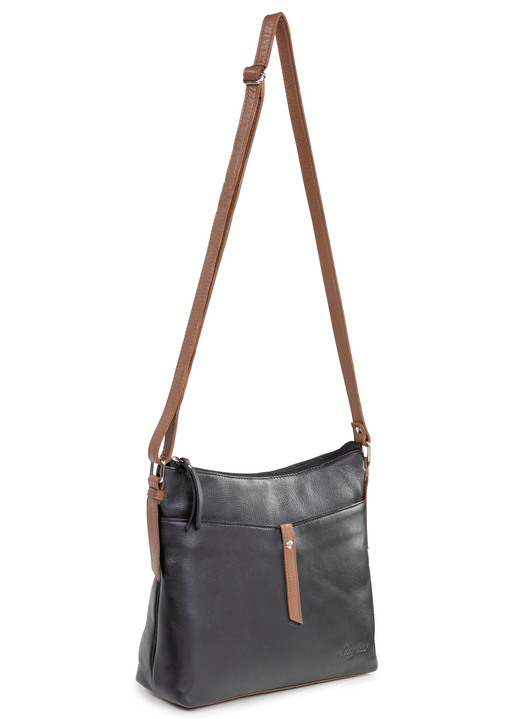 Tassen - Tas Laurina van volnerf nappaleer, in Farbe SCHWARZ-COGNAC Ansicht 1