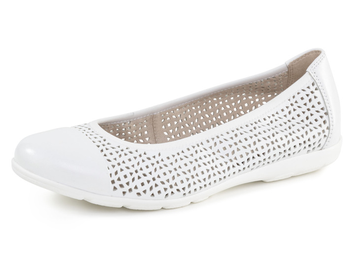 Pumps & ballerina's - Caprice, zomerse damesballerina's, breedte G, met elastische band, in Größe 036 bis 042, in Farbe WEISS Ansicht 1
