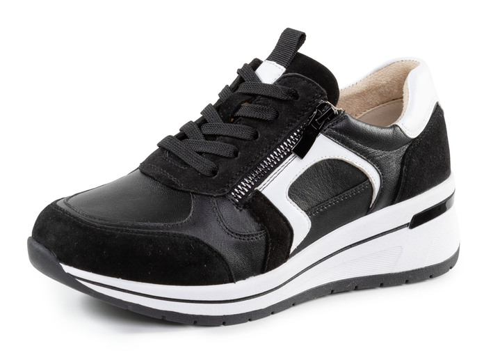 Breedte H - ELENA EDEN, stijlvolle damessneakers, breedte H, met uitneembaar voetbed, in Größe 036 bis 042, in Farbe SCHWARZ-WEISS Ansicht 1