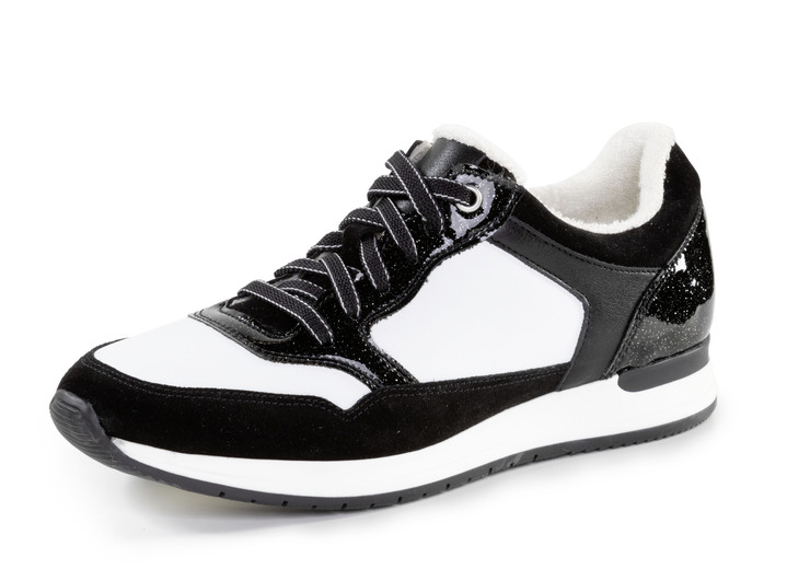 Instappers & veterschoenen - ELENA EDEN sneakers van nappa en suède, in Größe 035 bis 041, in Farbe SCHWARZ-WEISS Ansicht 1