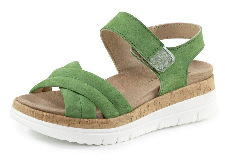 Sandalettes & slippers - ELENA EDEN Sandale aus Nubuk- oder Veloursleder, in Größe 035 bis 041, in Farbe GRÜN Ansicht 1