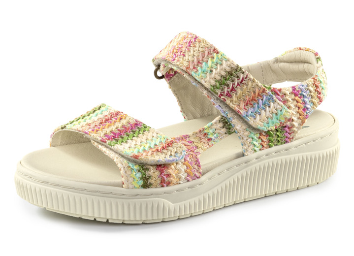 Sandalettes & slippers - ELENA EDEN sandaal gemaakt van interessant raffia materiaal, in Größe 036 bis 042, in Farbe BEIGE-MULTI Ansicht 1