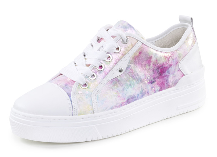 Breedte H - Waldläufer veter sneakers met speelse print, in Größe 3 1/2 bis 8, in Farbe WEISS-MULTICOLOR Ansicht 1