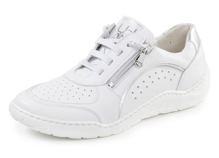 Instappers & veterschoenen - Ranger-sneakers met perforatie, in Größe 3 1/2 bis 8, in Farbe WEISS-SILBER Ansicht 1