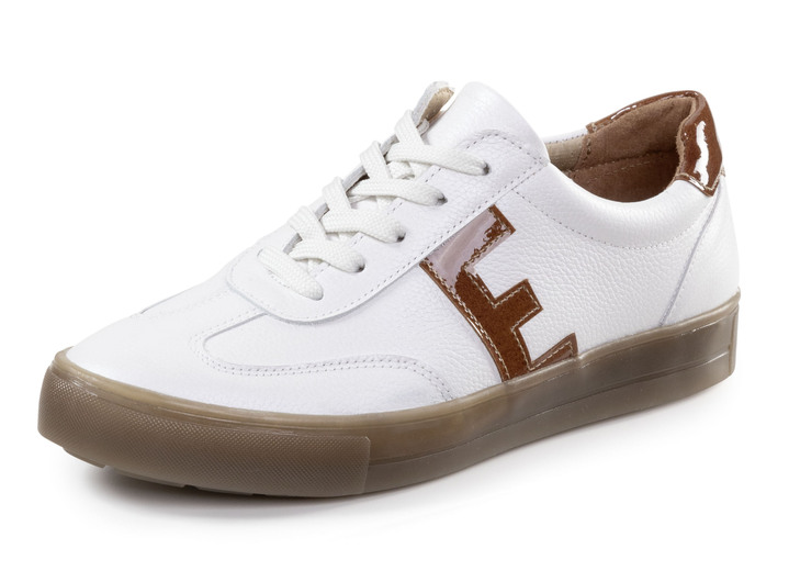 Breedte H - ELENA EDEN vetersneakers van generfd nappaleer, in Größe 036 bis 042, in Farbe WIT-BRUIN Ansicht 1