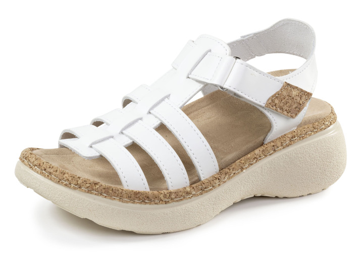 Sandalettes & slippers - Sandaal met beugelband en kurkgarnituur, in Größe 036 bis 042, in Farbe WIT Ansicht 1