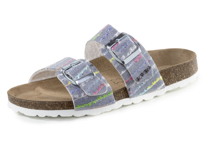 Sandalettes & slippers - ELENA EDEN muiltjes gemaakt van synthetisch materiaal met een interessant patroon, in Größe 036 bis 042, in Farbe BLAU-BUNT Ansicht 1