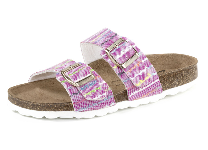 Sandalettes & slippers - ELENA EDEN muiltjes gemaakt van synthetisch materiaal met een interessant patroon, in Größe 036 bis 042, in Farbe PINK-BUNT Ansicht 1
