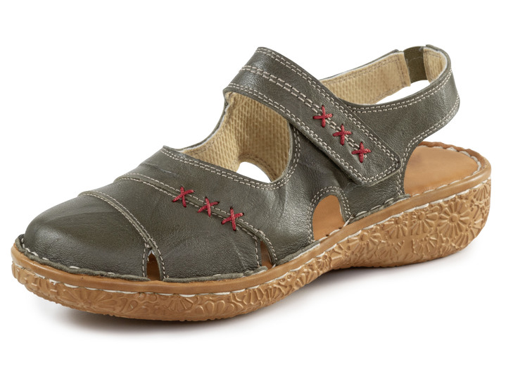 Instappers & veterschoenen - ELENA EDEN pantoffels gemaakt van nappaleer met een gerimpelde structuur, in Größe 036 bis 042, in Farbe KHAKI Ansicht 1