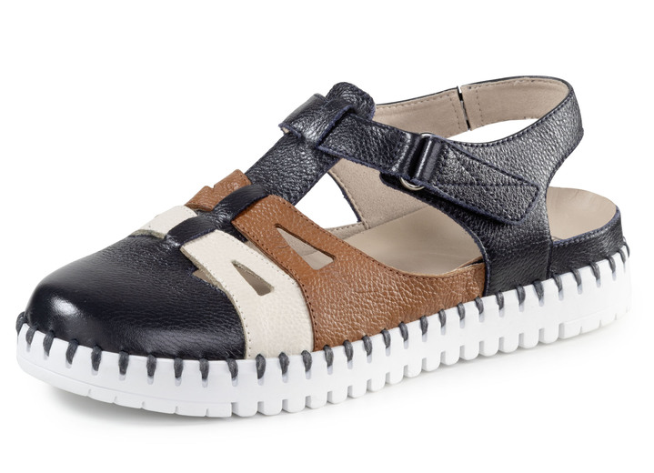 Sandalettes & slippers - ELENA EDEN sandaal van generfd nappaleer, in Größe 036 bis 042, in Farbe MARINE-BUNT Ansicht 1