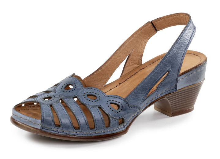 Sandalettes & slippers - Gemini, klassieke damessandalen, breedte G, gemaakt van leer, in Größe 036 bis 042, in Farbe JEANS Ansicht 1
