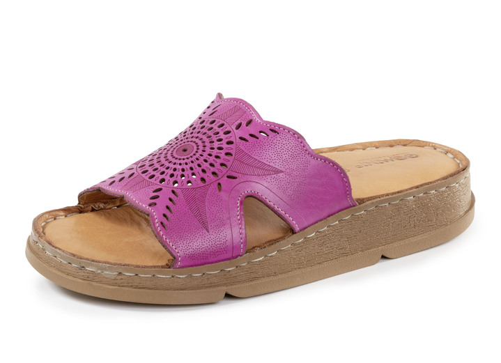 Sandalettes & slippers - Gemini muiltjes van nappaleer met perforatie, in Größe 036 bis 042, in Farbe PINK Ansicht 1