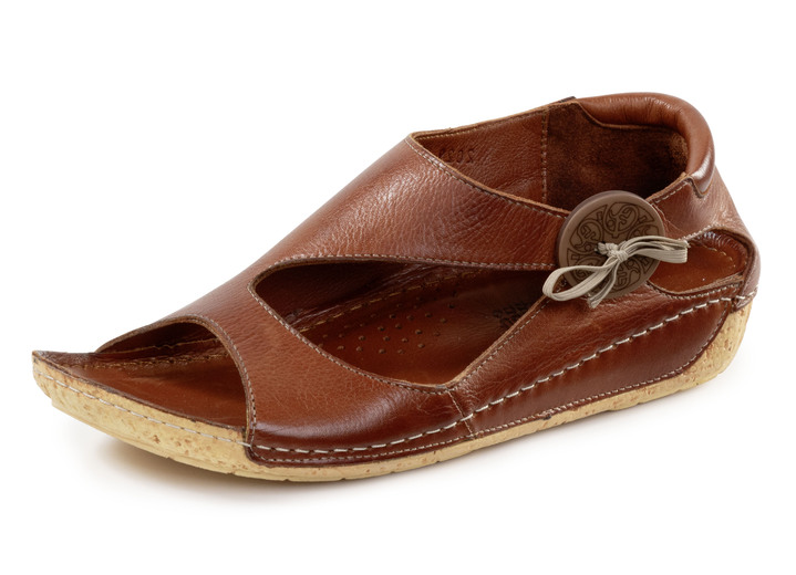 Sandalettes & slippers - Gemini sandaal van deels gekleurd rundnappaleer, in Größe 036 bis 042, in Farbe COGNAC Ansicht 1